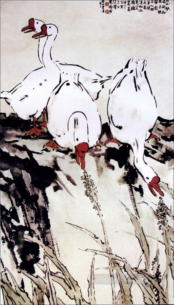 Xu Beihong geese old Chinese Oil Paintings